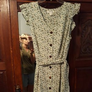 Floral boho button front dress